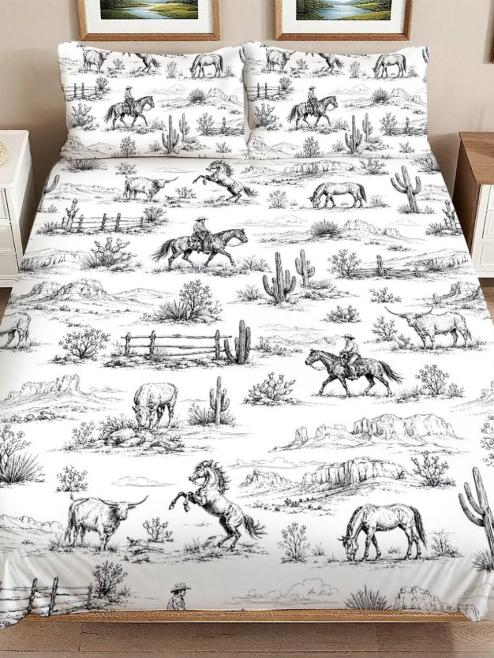Western Bedding Set 3 Pieces Soft Comforter Cover Twin Size with 2 Pillowcases 1